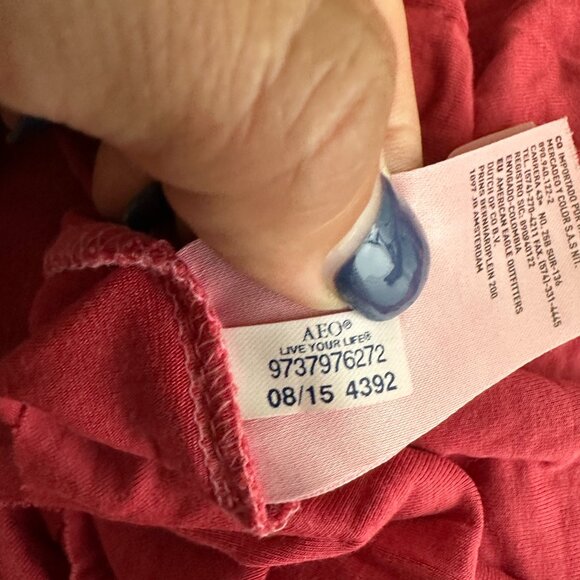 2/$30 American Eagle Soft Sexy Jegging Long Sleeve V-Neck Tee Red S #A0496 TRB3 - Picture 6 of 8